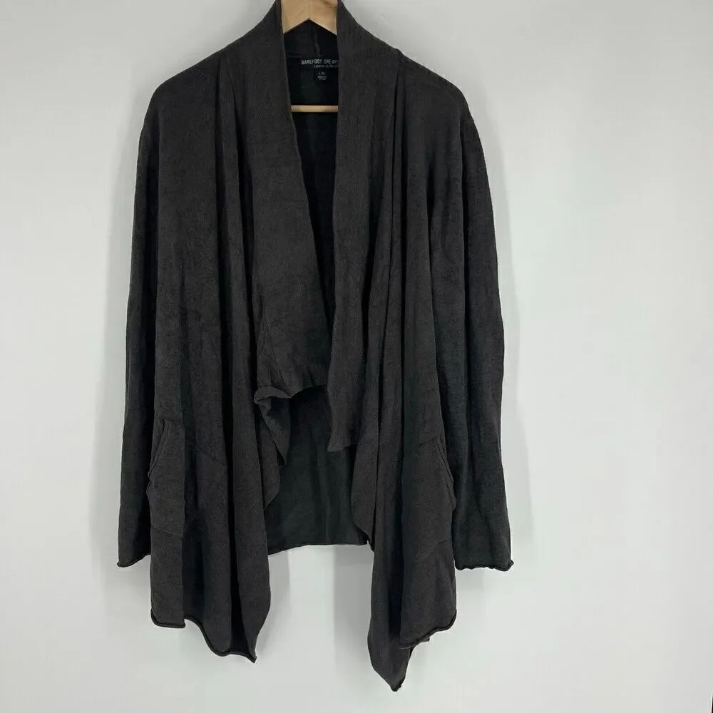 Barefoot Dreams Sweater Size Large XL Gray CozyChic Ultra Lite Knit Hi Lo Cardi
